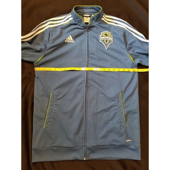 VTG ADIDAS Climalite SEATTLE SOUNDERS FC Training Zip Track Jacket Jersey Large - Picture 9 of 15